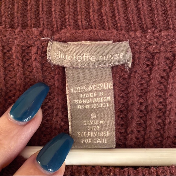 Charlotte Russe Burgundy Waffle Sweater - Picture 6 of 7